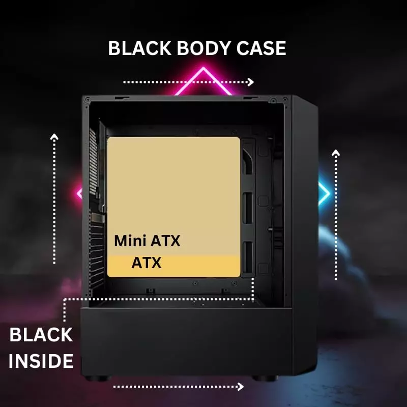 Consistent Neon Gaming Cabinet Black Supports Micro ATX/Mini ATX/ATX Motherboard, CIG2002