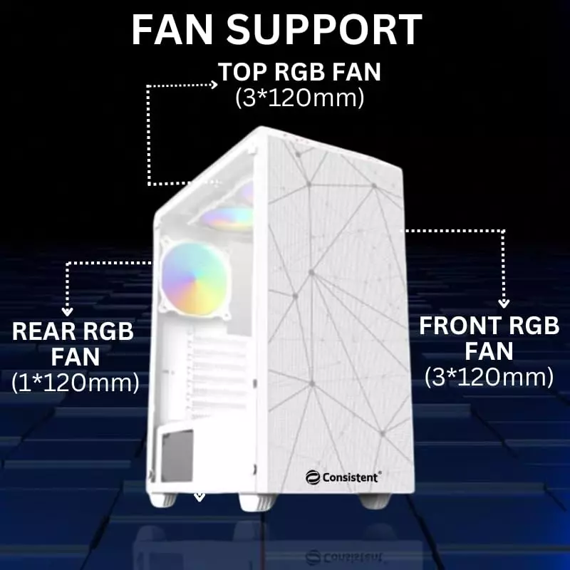 Consistent Nexus Gaming Cabinet White Supports Micro ATX Motherboard, CIG2003