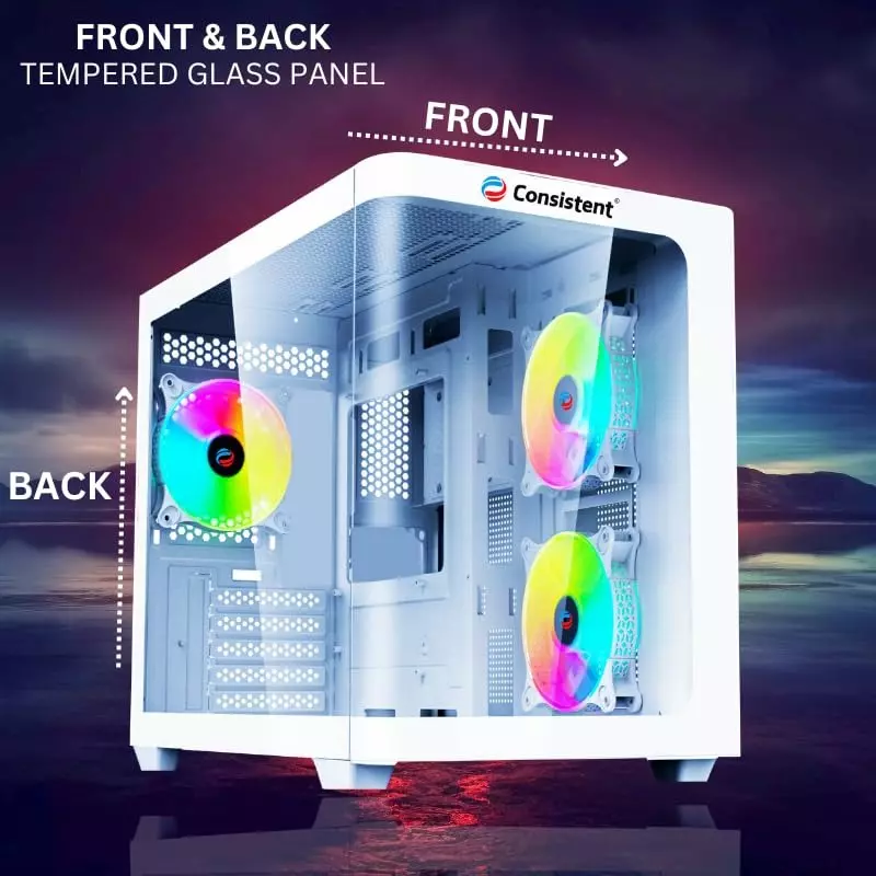 Consistent LEGENDOR Gaming Cabinet White Supports Micro ATX Motherboard, CIG2007