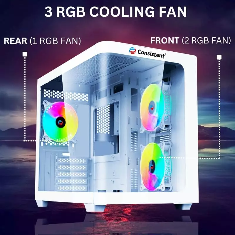Consistent LEGENDOR Gaming Cabinet White Supports Micro ATX Motherboard, CIG2007