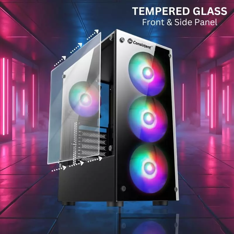 Consistent Inferno Gaming Cabinet Black Supports Micro ATX/ATX Motherboard, CIG2001