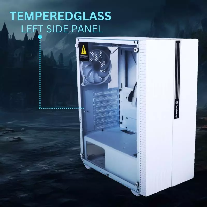 Consistent Thunder Gaming Cabinet Silver Supports Micro ATX Motherboard, CIG2004