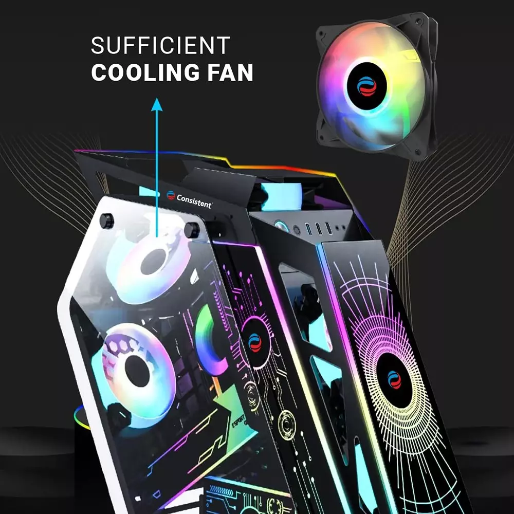 Consistent Destroyer Gaming Cabinet Black Supports Micro ATX/Mini-ITX Motherboard, CIG2012