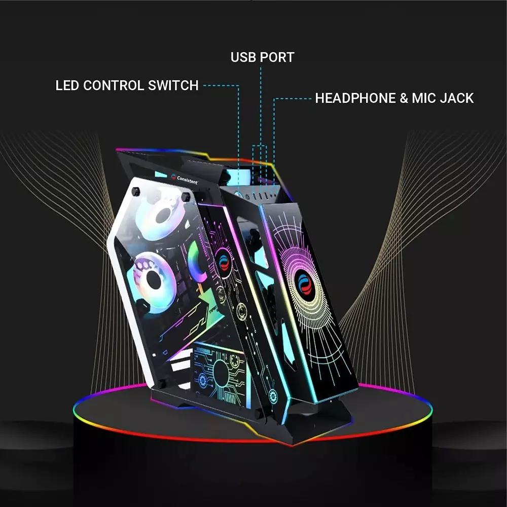 Consistent Destroyer Gaming Cabinet Black Supports Micro ATX/Mini-ITX Motherboard, CIG2012