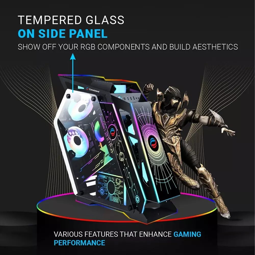 Consistent Destroyer Gaming Cabinet Black Supports Micro ATX/Mini-ITX Motherboard, CIG2012