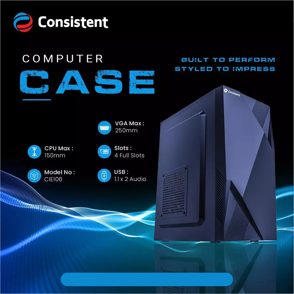 Consistent Computer Cabinet Black Supports Micro ATX/ATX/ITX Motherboard, CIE106