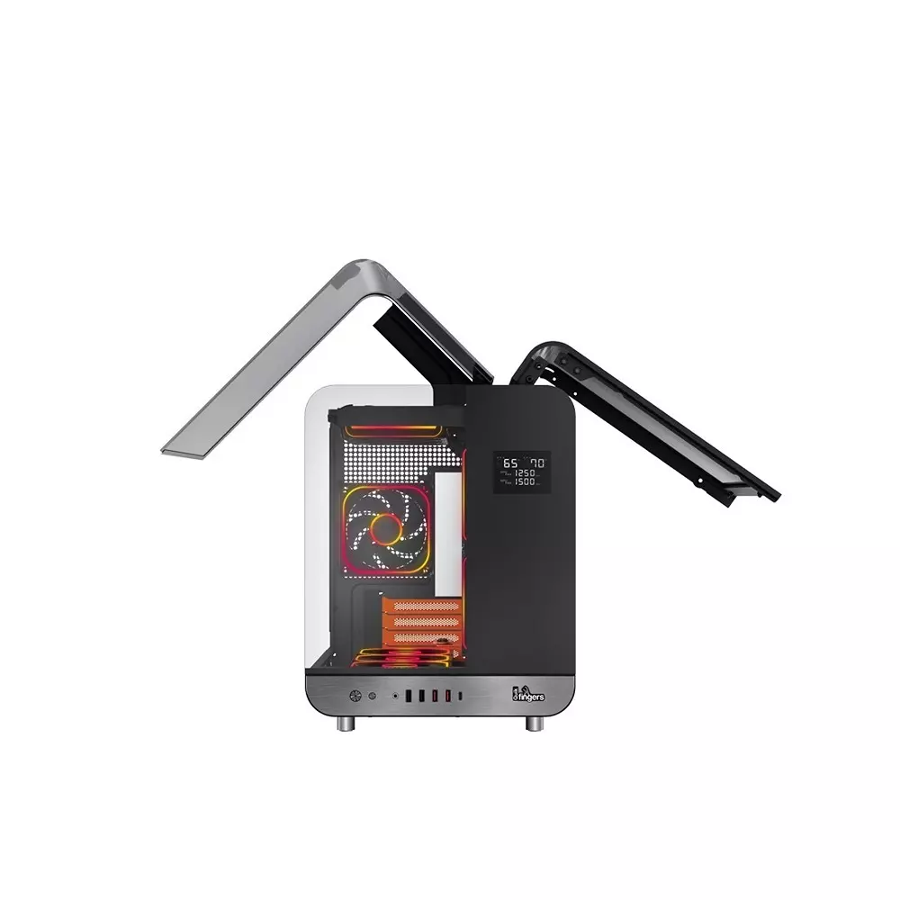 FINGERS Gaming Cabinet 4 PCI Slots Micro ATX Form Factor Micro-ATX / Mini-ITX Motherboard Compatibility Midnight Black Color, QuikFINGERS Wings
