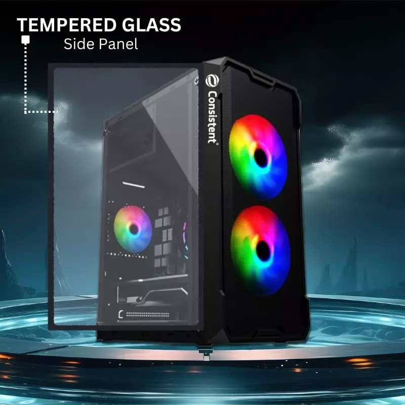 Consistent Venus Gaming Cabinet Black Supports Micro ATX Motherboard, CIG2008