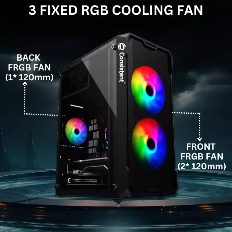 Consistent Venus Gaming Cabinet Black Supports Micro ATX Motherboard, CIG2008