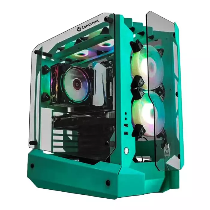 Consistent Cosmos Gaming Cabinet Green Supports Micro ATX/Mini-ITX Motherboard, CIG2014