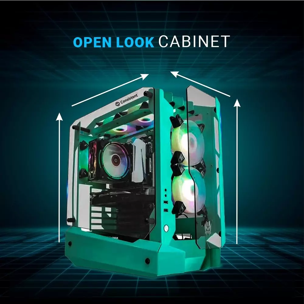 Consistent Cosmos Gaming Cabinet Green Supports Micro ATX/Mini-ITX Motherboard, CIG2014