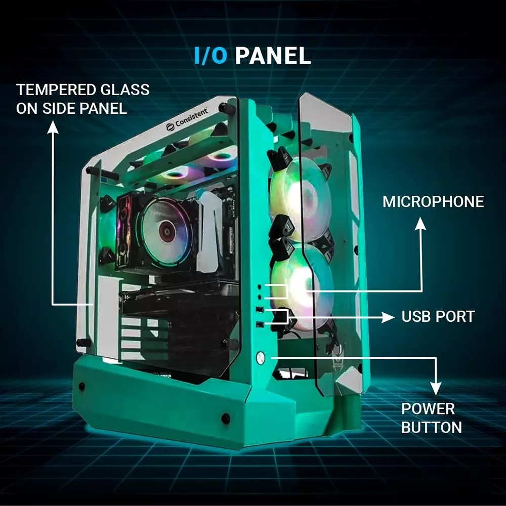 Consistent Cosmos Gaming Cabinet Green Supports Micro ATX/Mini-ITX Motherboard, CIG2014