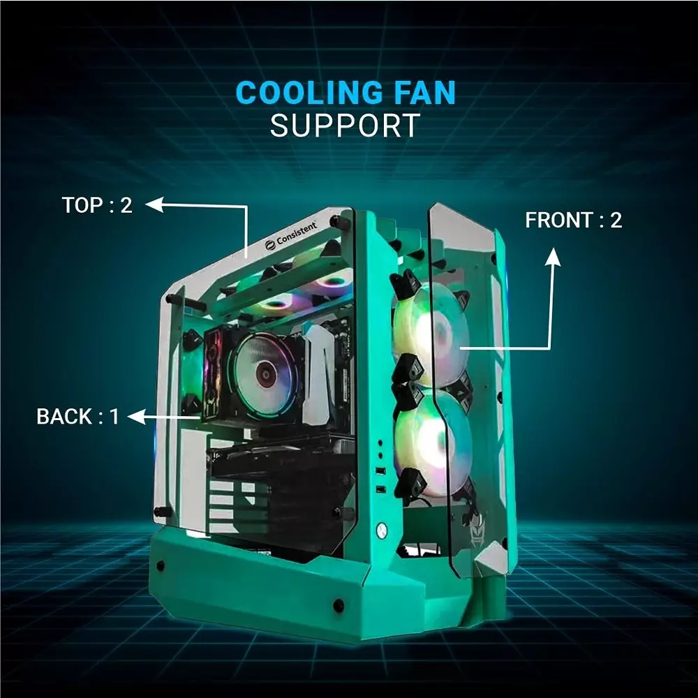 Consistent Cosmos Gaming Cabinet Green Supports Micro ATX/Mini-ITX Motherboard, CIG2014