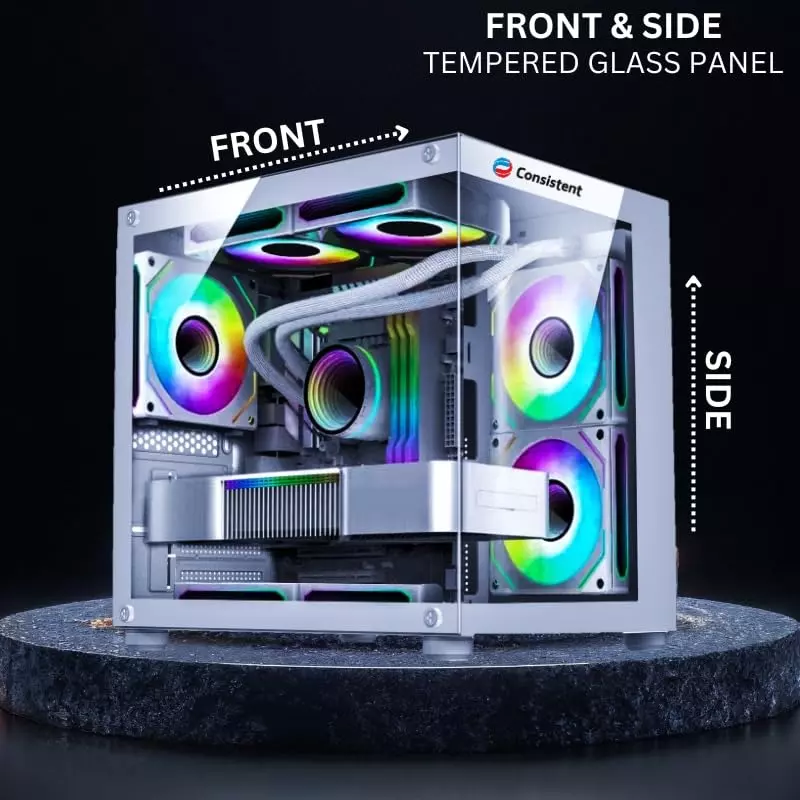Consistent Sniper Gaming Cabinet Silver Supports Micro ATX Motherboard, CIG2005