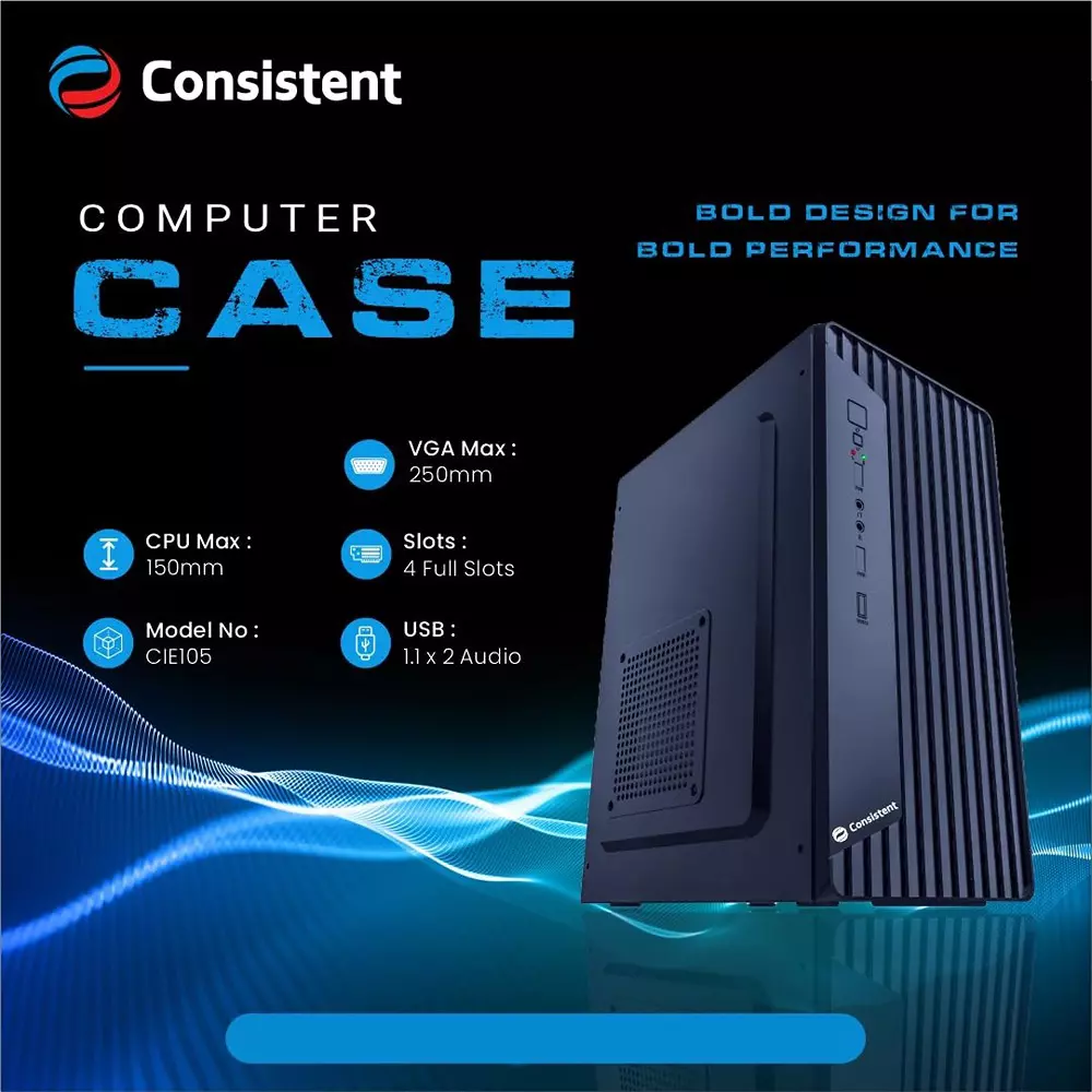 Consistent Computer Cabinet Black Supports Micro ATX Motherboard, CIE105