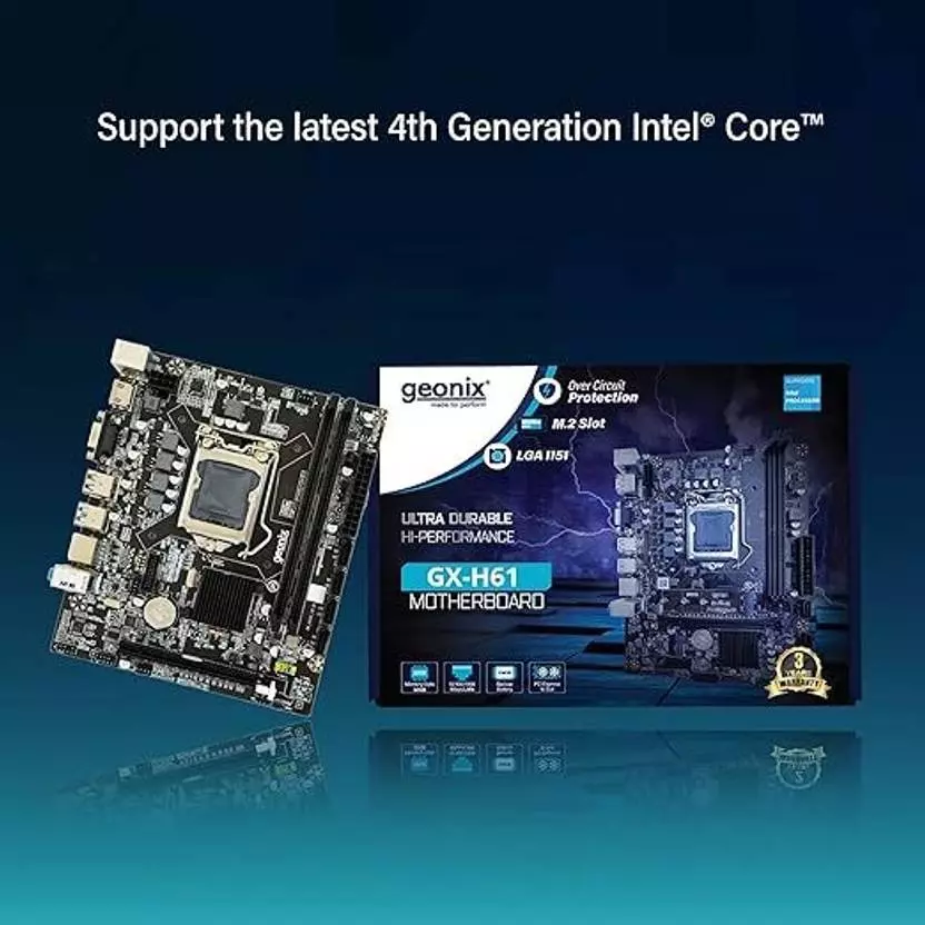 GEONIX DDR3 Motherboard LGA1155 Socket Intel H61 Chipset for Desktop