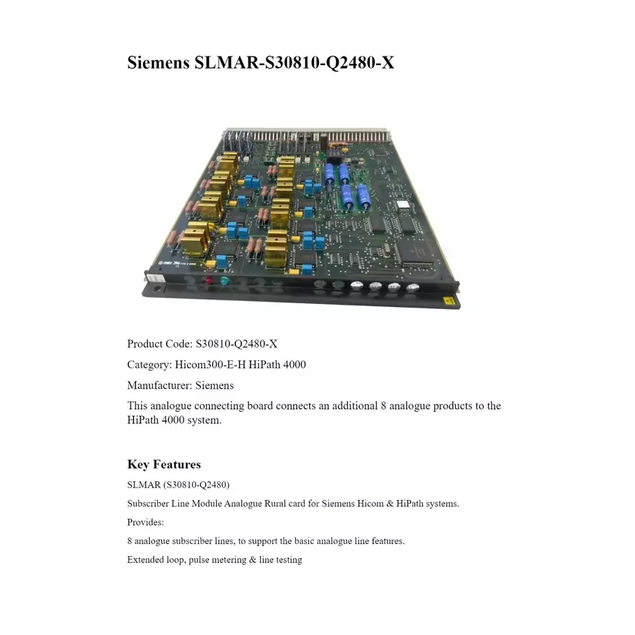 Siemens Station Line Module Analog Card for HiPath 4000 / EPABX Systems, SLMAR (Q2480-X)