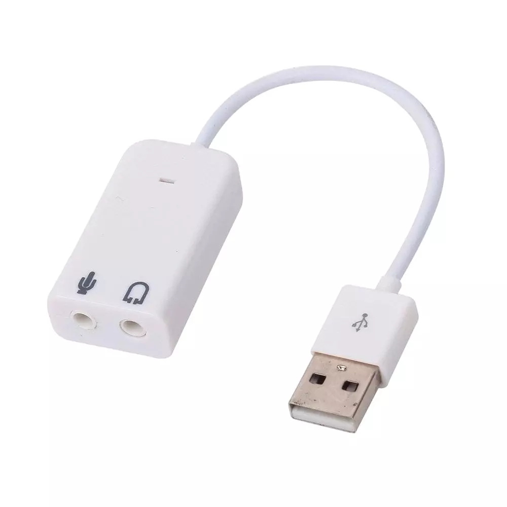 LOTA USB Sound Card with 7.1 Channel Virtual Surround Sound White with Mic, MST-814-LT