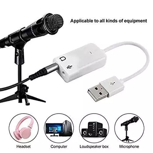 LOTA USB Sound Card with 7.1 Channel Virtual Surround Sound White with Mic, MST-814-LT