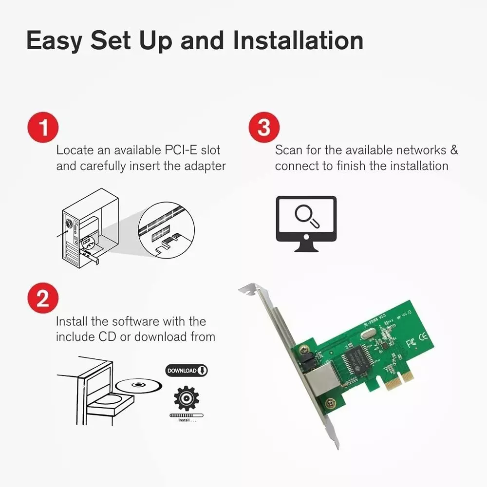 LOTA PCIe Gigabit Ethernet Card 1 Gbps Data Transfer Rate for Desktop PC, MST-115-LT