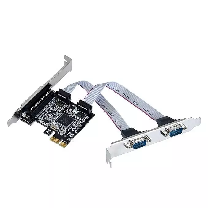LOTA PCIe Serial & Parallel Port Card with 2 x DB9 RS232 COM Ports + 1 x DB25 LPT1 Parallel Port, MST-1724-LT