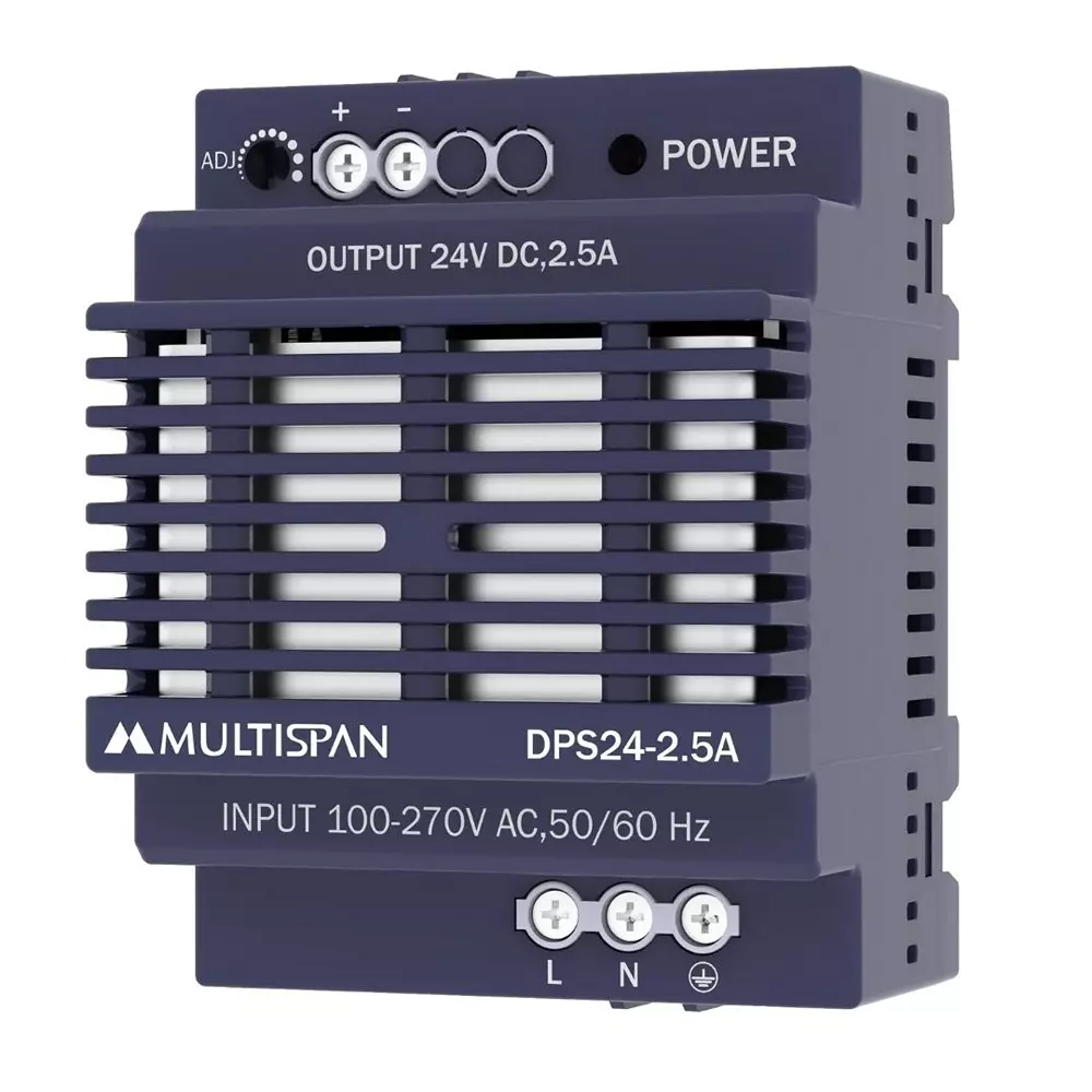 MULTISPAN Power Supply Plastic 90x70x60 mm 60 W Rated Power 2.5 A Ampere 24 V DC Output Voltage, DPS24-2.5A
