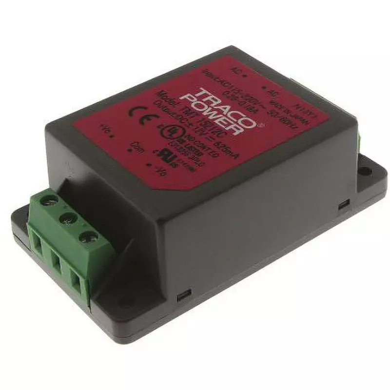 TRACO POWER AC/DC Switching Power Supply 15.0 VA Rated/Max Power Output 0.625 A Rated Output Current DC ±12, TMT 15212C