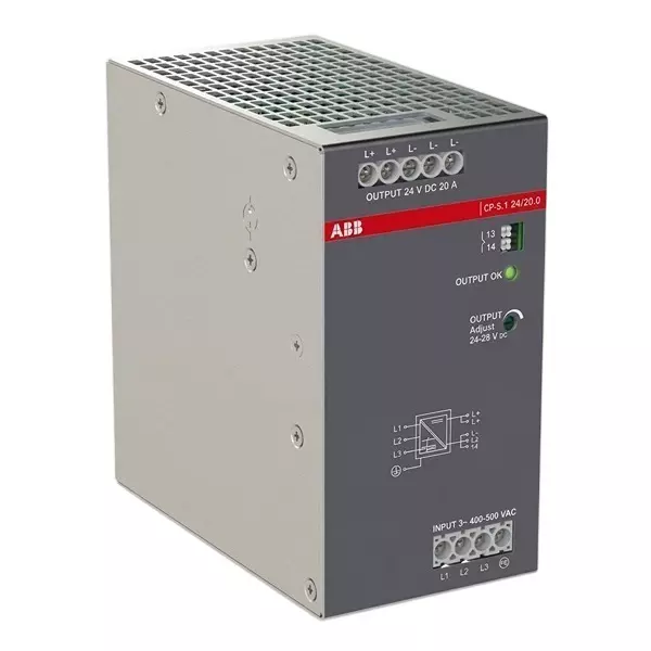 ABB Power Supply 480 W Rated Output Power Three Phase 20 A Rated Output Current for Industrial Use, CP-S.3 24/20.0