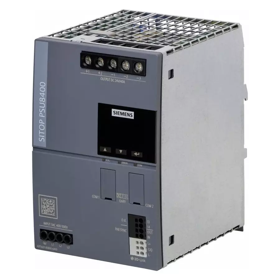 Siemens PSU8400 AC-DC Switching Power Supply DIN Rail Power Supply, 323 V AC, DC Input, 24 V DC ac, DC Output, 40A Output, 6EP3437-8SB00-4AY0