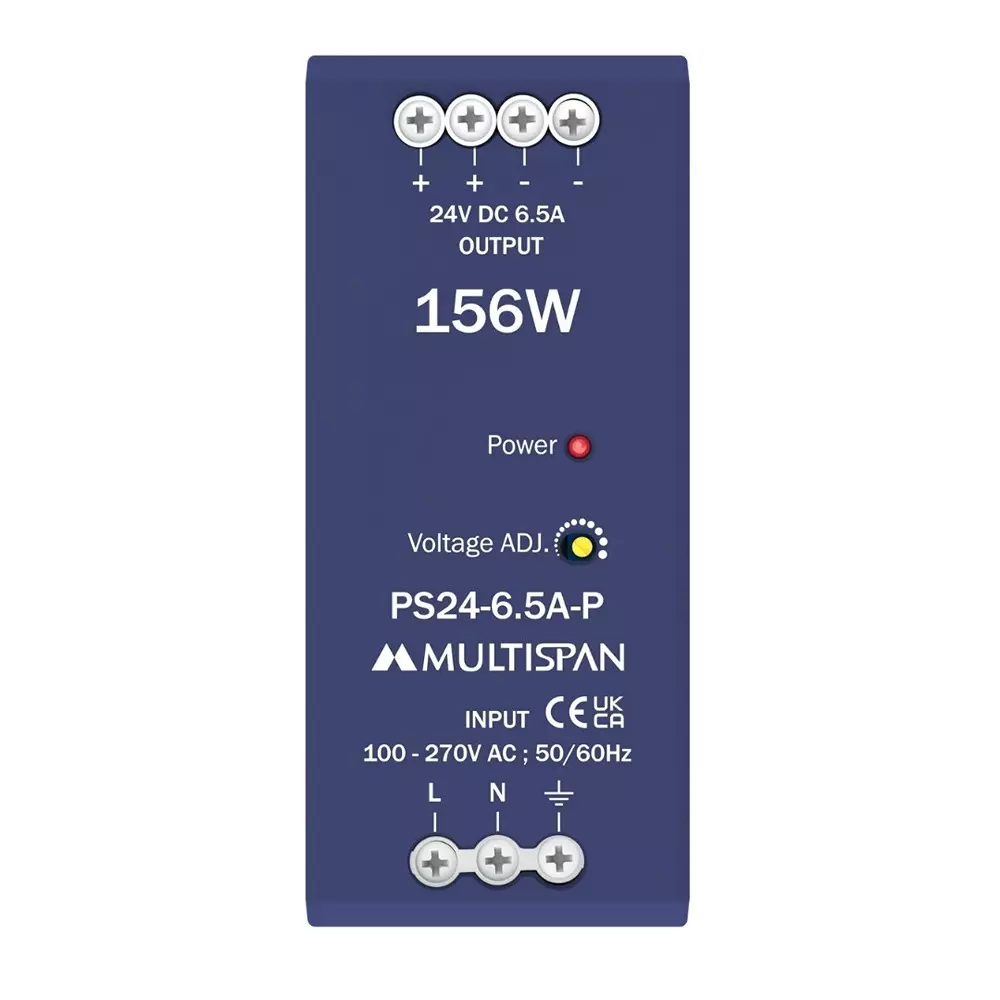 MULTISPAN Power Supply Plastic 105x45x110 mm 156 W Rated Power 6.5 A Ampere 24 V DC Output Voltage, PS24-6.5A-P