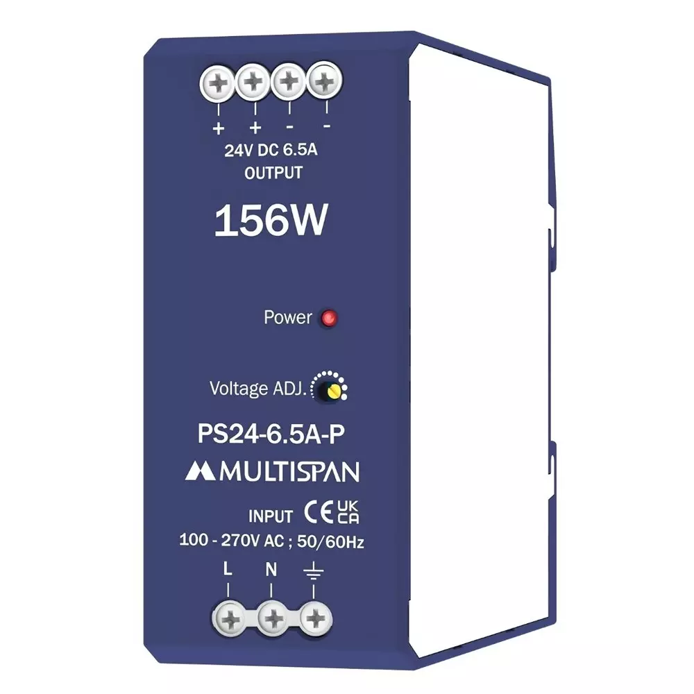 MULTISPAN Power Supply Plastic 105x45x110 mm 156 W Rated Power 6.5 A Ampere 24 V DC Output Voltage, PS24-6.5A-P