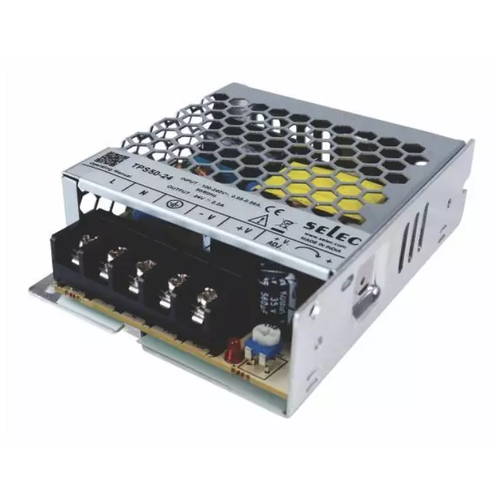 Selec Power Supply 50 W, 24 V/2.2 Amp Surface/Panel Mount In Metal Casing, TPS50-24