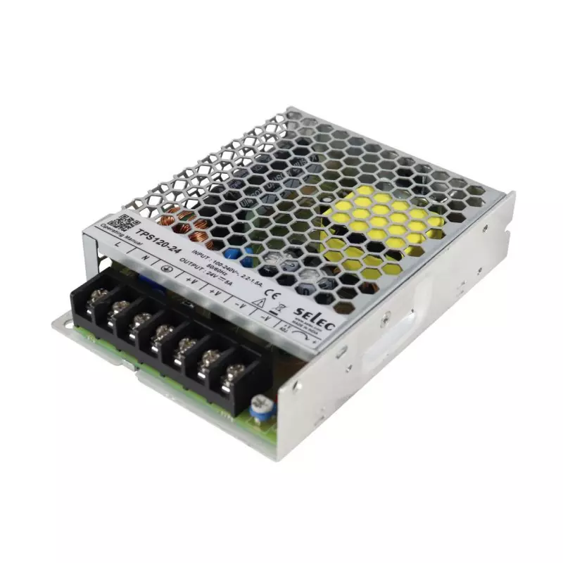 Selec Power Supply 120 W, 24 V/5 Amp Surface/Panel Mount In Metal Casing, TPS120-24
