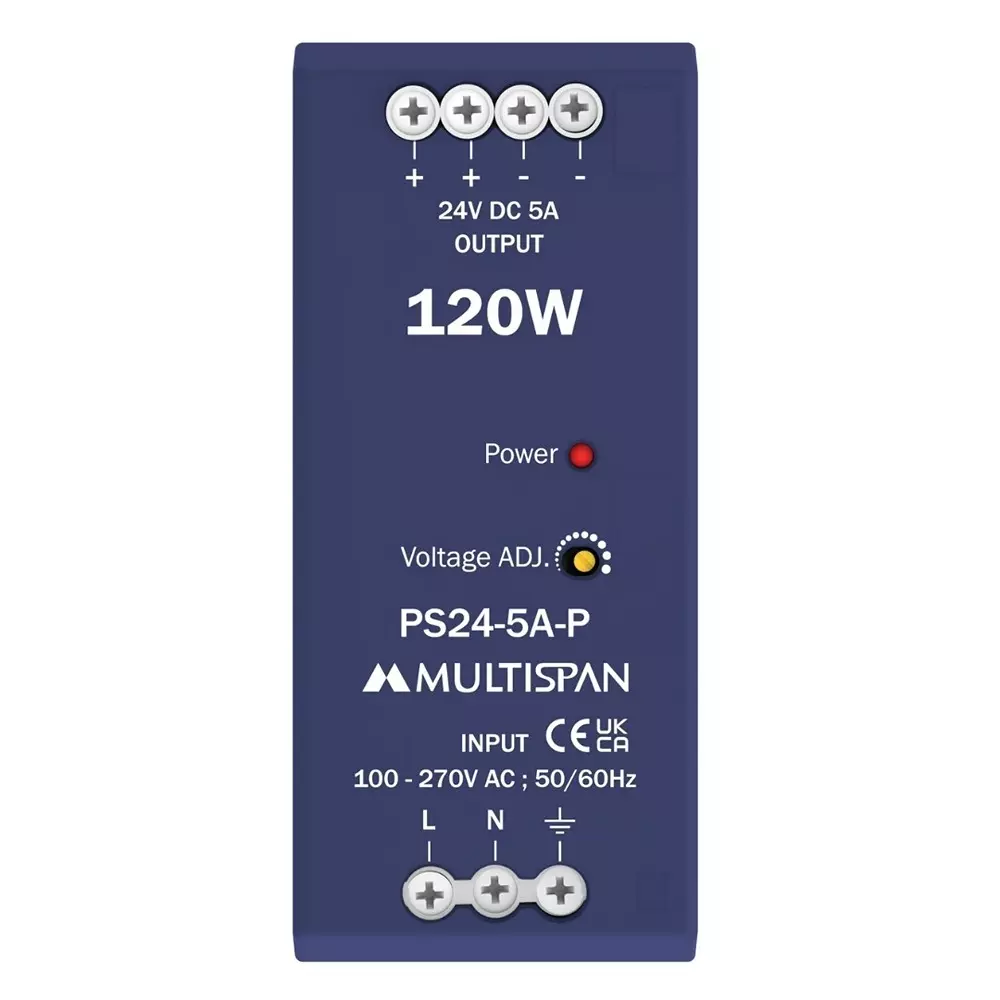 MULTISPAN Power Supply Plastic 105x45x110 mm 120 W Rated Power 5 A Ampere 24 V DC Output Voltage, PS24-5A-P