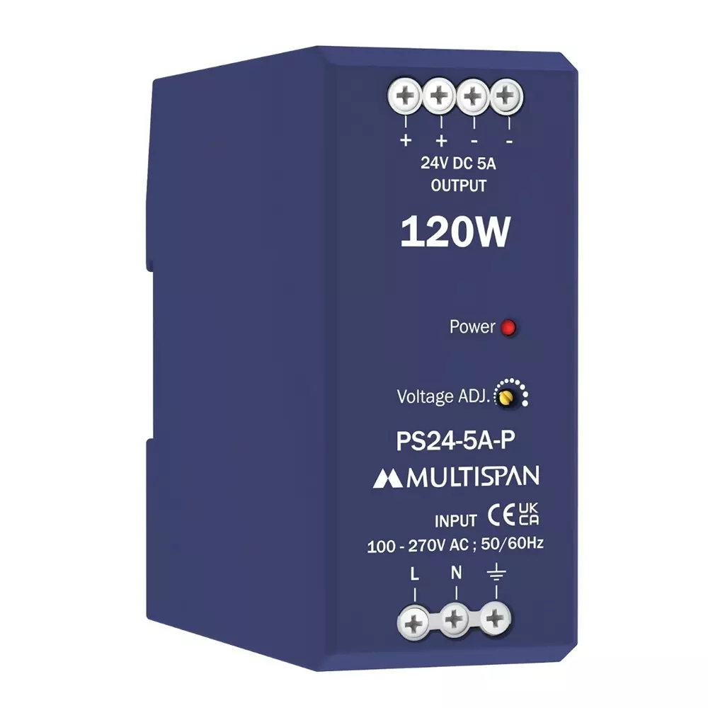 MULTISPAN Power Supply Plastic 105x45x110 mm 120 W Rated Power 5 A Ampere 24 V DC Output Voltage, PS24-5A-P