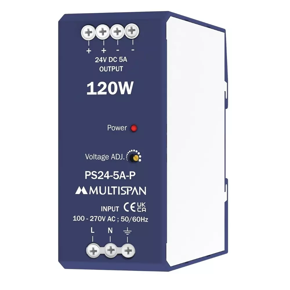 MULTISPAN Power Supply Plastic 105x45x110 mm 120 W Rated Power 5 A Ampere 24 V DC Output Voltage, PS24-5A-P