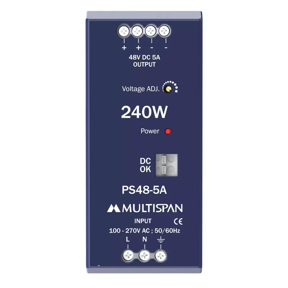 MULTISPAN Power Supply Plastic 125x55x135 mm 240 W Rated Power 5 A Ampere 48 V DC Output Voltage, PS48-5A-P