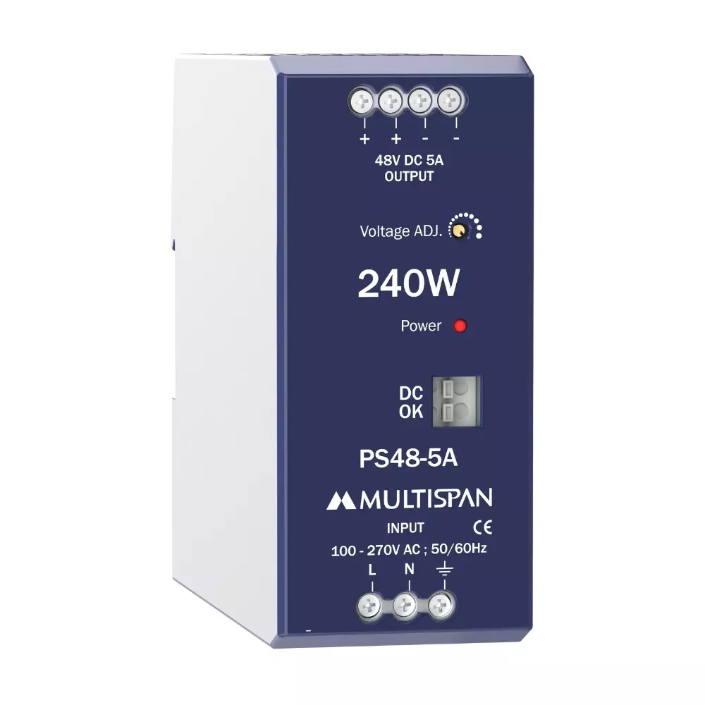 MULTISPAN Power Supply Plastic 125x55x135 mm 240 W Rated Power 5 A Ampere 48 V DC Output Voltage, PS48-5A-P