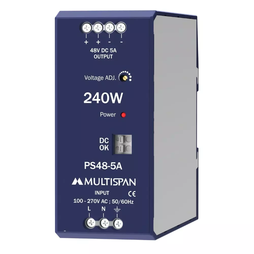 MULTISPAN Power Supply Plastic 125x55x135 mm 240 W Rated Power 5 A Ampere 48 V DC Output Voltage, PS48-5A-P