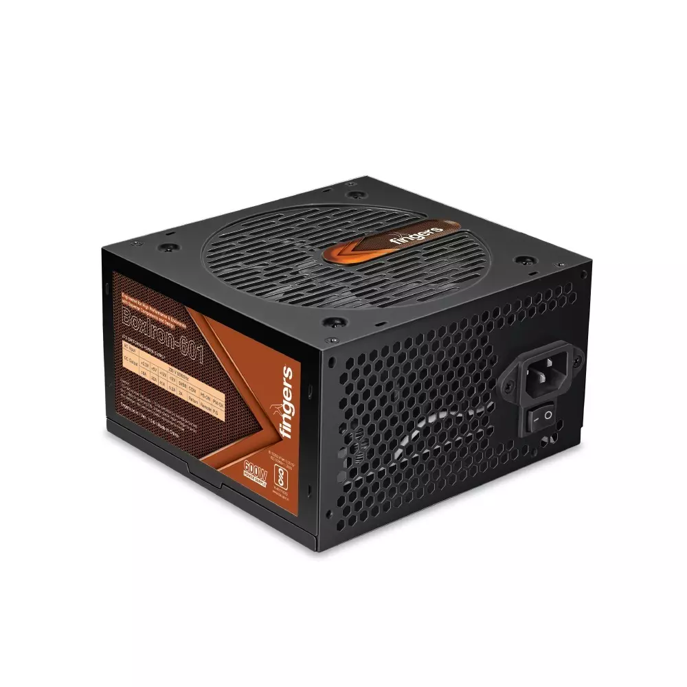 FINGERS PC SMPS 12 cm Fan Size 8 A Input Current 600 W (Peak) DC Output Power 18 AWG Cable Guage Black Color, BoxIron-601