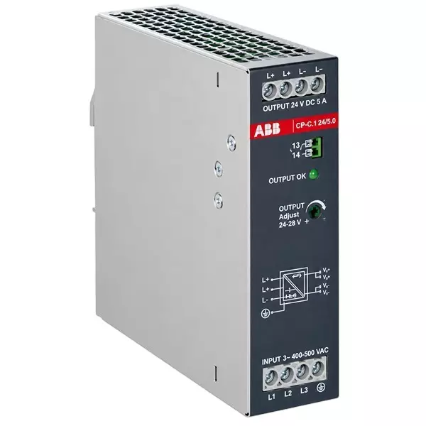 ABB Power Supply 120 W Rated Output Power Three Phase 5 A Rated Output Current for Industrial Use, CP-S.3 24/5.0