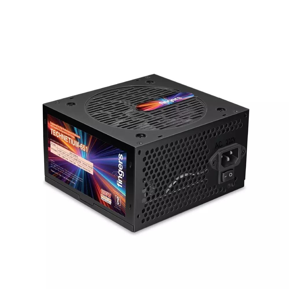 FINGERS PC SMPS 12 cm Fan Size 8 A Input Current 650 W (Peak) DC Output Power 18 AWG Cable Guage Black Color, TechneTium-651 Modular