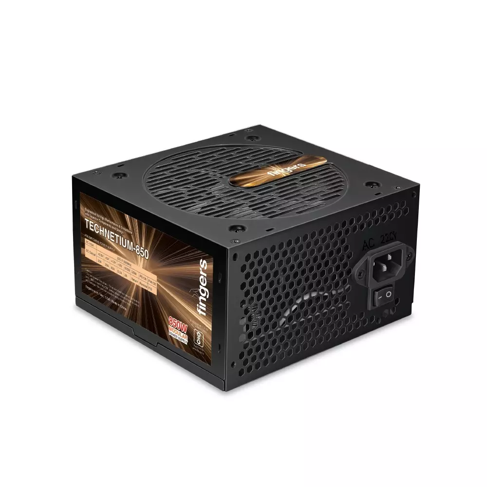 FINGERS PC SMPS 12 cm Fan Size 8 A Input Current 850 W (Peak) DC Output Power 18 AWG Cable Guage Black Color, TechneTium-850 Modular