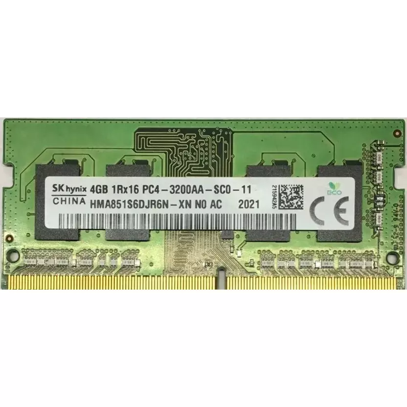Hynix Single Channel Laptop RAM Green 4 GB DDR4 3200 MHz Speed, HMA851S6CJR6N-XN