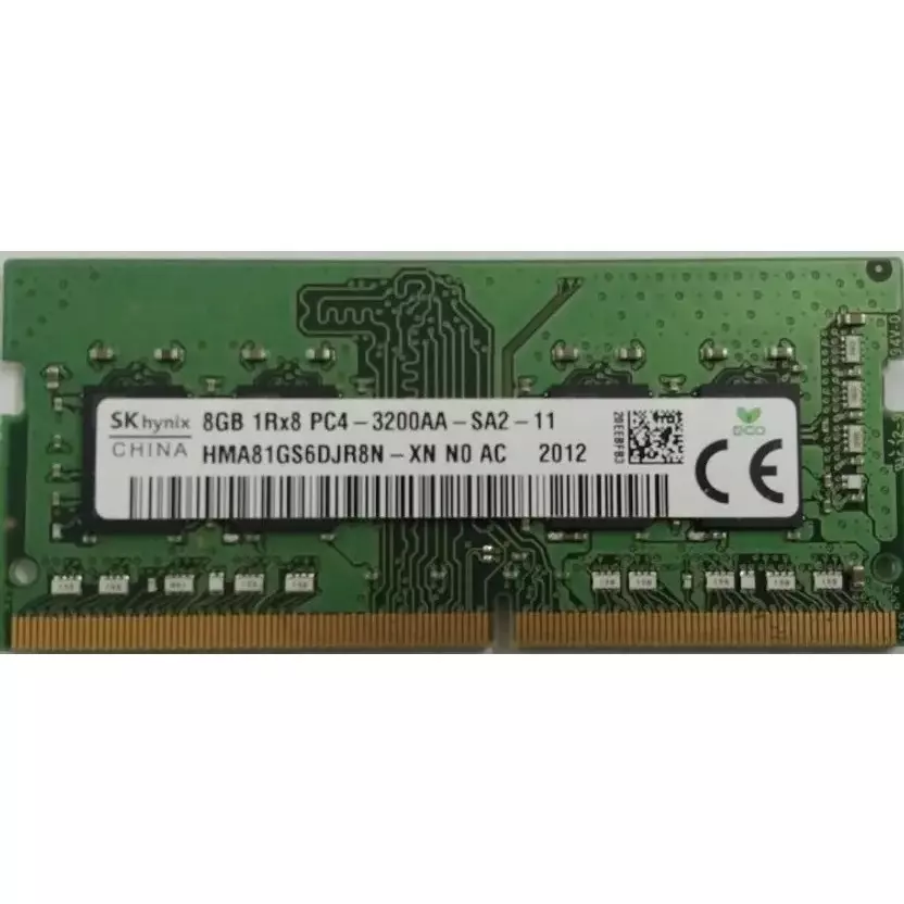 Hynix Single Channel Laptop RAM Green 8 GB DDR4 3200 MHz Speed, HMA81GS6DJR8N-XN