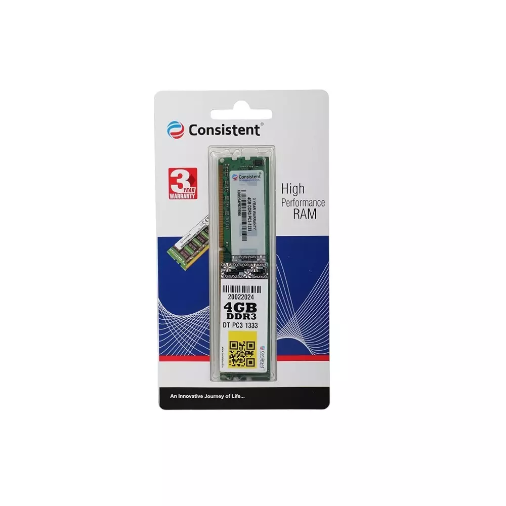 Consistent RAM 4 GB DDR3 1333 MHz Memory Speed DIMM for Desktop, Green