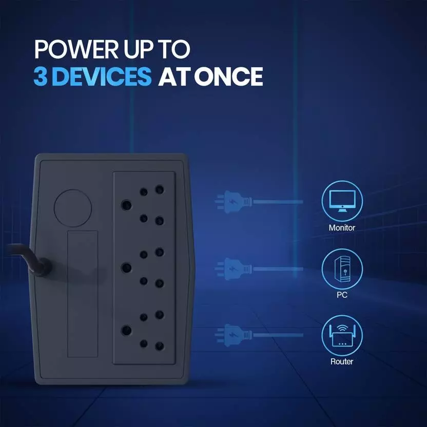 GEONIX Line-Interactive Tower UPS 230 V 3 Outlet Plugs with Overload Protection, GXUPS600VA12
