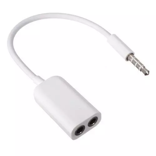 PremiumAV 3.5 mm Audio Jack Splitter Cable Adapter Male to Dual Female AUX Y Splitter for iPhone, iPad, Laptop, Mobile White