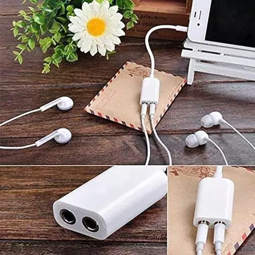 PremiumAV 3.5 mm Audio Jack Splitter Cable Adapter Male to Dual Female AUX Y Splitter for iPhone, iPad, Laptop, Mobile White