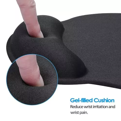 PremiumAV Ergonomic Mouse Pad with Lycra Surface & Non-Slip PU Base for Laptop, Computer Black